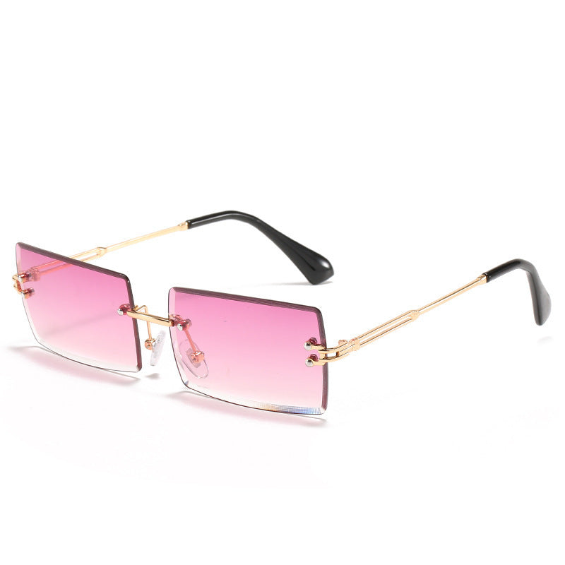 Lunettes De Soleil En Alliage Petit Rectangle Sans Cadre