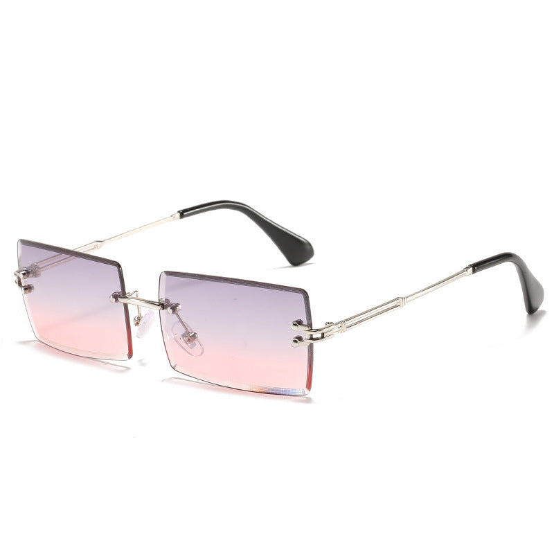 Lunettes De Soleil En Alliage Petit Rectangle Sans Cadre