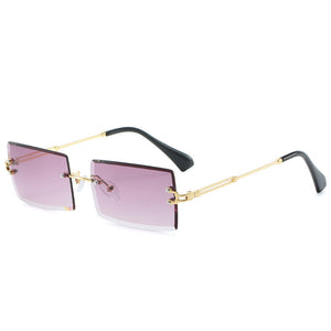 Lunettes De Soleil En Alliage Petit Rectangle Sans Cadre